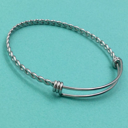 Bulk 50pcs BRAIDED TWISTED Stainless Steel Adjustable Wire Bangle  3 Loops Wrap