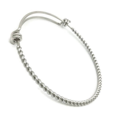 10 pcs Stainless Steel 3D Rope Style TWISTED Adjustable Wire Bangle Bracelet 3 Loops Wrap Silver Tone