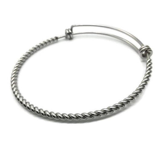 10 pcs Stainless Steel 3D Rope Style TWISTED Adjustable Wire Bangle Bracelet 3 Loops Wrap Silver Tone