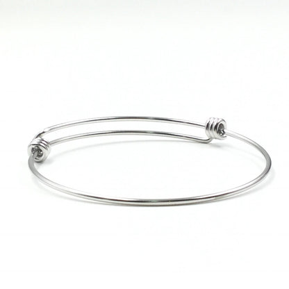 Bulk Lot 50 pcs Stainless Steel Adjustable Wire Bangle Bracelet 3 Loops Wrap Silver Tone 65mm for Large Wrist Size
