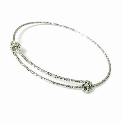 Bulk Lot 50 pcs Stainless Steel Engraved Glitter Mark Adjustable Wire Bangle Bracelet 3 Loops Wrap Silver Tone