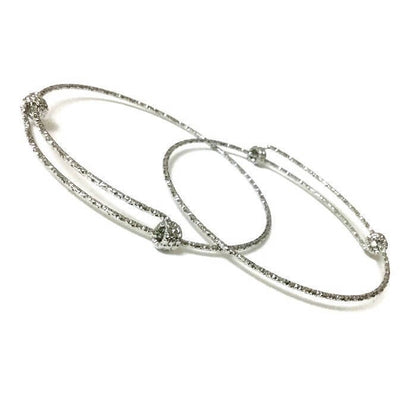 Bulk Lot 50 pcs Stainless Steel Engraved Glitter Mark Adjustable Wire Bangle Bracelet 3 Loops Wrap Silver Tone