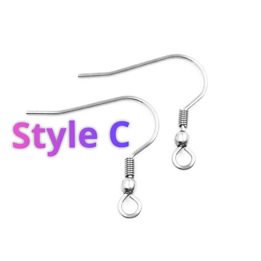 Coil Ball Beas Style C Surgical 316L Stainless Steel Hypo-Allergenic French Ear Wire