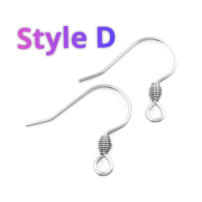 Bullet Coil Style D Surgical 316L Stainless Steel Hypo-Allergenic French Ear Wire