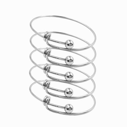 Bulk Lot 50 pcs Ball Screw Closure Stainless Steel Adjustable Blank Wire Bangle Bracelet