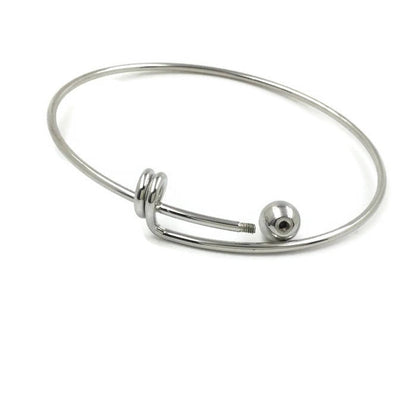 10 pcs Ball Screw Closure Stainless Steel Adjustable Blank Wire Bangle Bracelet