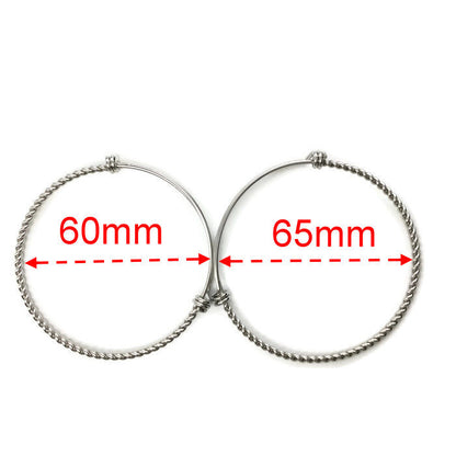 10 pcs Stainless Steel 3D Rope Style TWISTED Adjustable Wire Bangle Bracelet 3 Loops Wrap Silver Tone