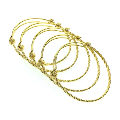 10 pcs Gold Plated BRAIDED TWISTED Stainless Steel Adjustable Wire Bangle Bracelet 3 Loops Wrap