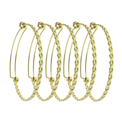 Bulk BRAIDED TWISTED Gold Plated Stainless Steel Adjustable Wire Bangle Bracelet