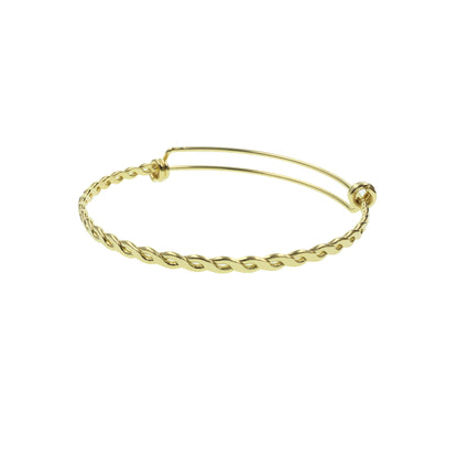 10 pcs Gold Plated BRAIDED TWISTED Stainless Steel Adjustable Wire Bangle Bracelet 3 Loops Wrap