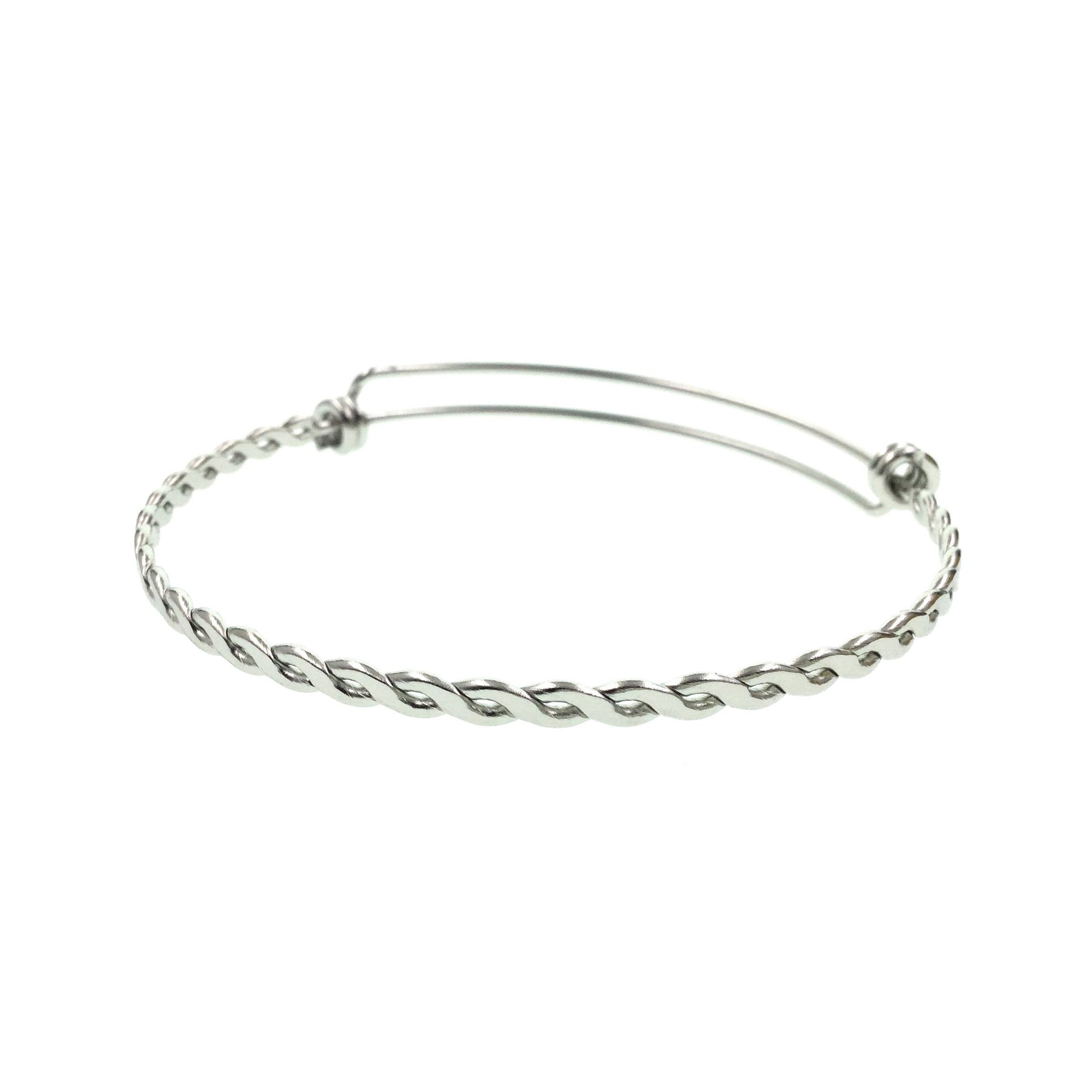 Large Adult Twisted Wire Bangle 14mm Balls- Thick Wire 2mm