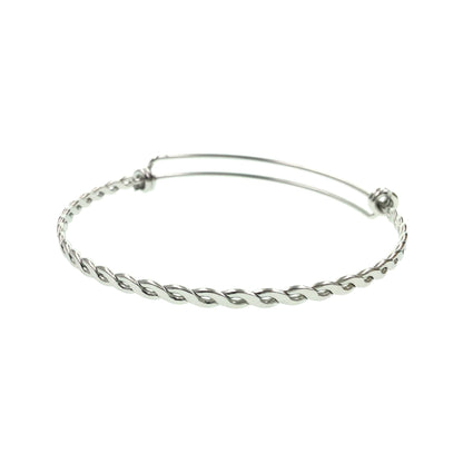 10 pcs BRAIDED TWISTED Stainless Steel Adjustable Wire Bangle Bracelet You Pick 50mm 55mm 60mm 65mm