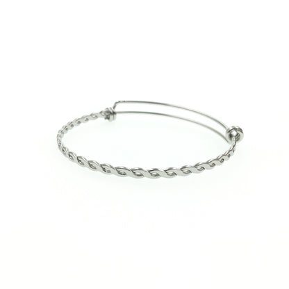 10 pcs BRAIDED TWISTED Stainless Steel Adjustable Wire Bangle Bracelet You Pick 50mm 55mm 60mm 65mm