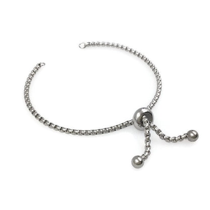 Bulk Adult Size Stainless Steel Bolo Bracelet Adjustable 2.5mm Round Box Chain Slider Clasp Semi Finished Ball End
