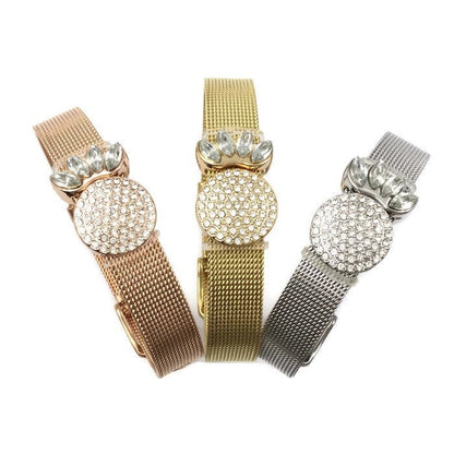Stainless Steel Mesh Adjustable Wristband Bracelet 10mm with Rhinestosnes Pineapple  Slide Charms - You Pick