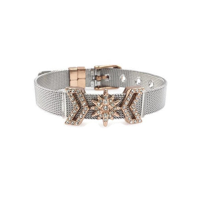 Stainless Steel Mesh Adjustable Wristband Bracelet 10mm North Star Invert V Slide Charm - You Pick