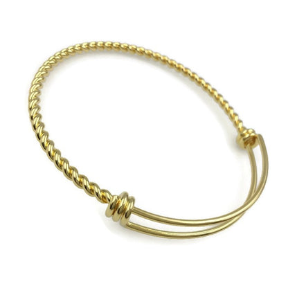 10 pcs Gold Plated Stainless Steel 3D Rope Style TWISTED Adjustable Wire Bangle Bracelet