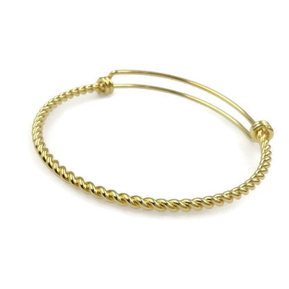 Bulk lot Gold Plated Stainless Steel 3D Rope Style TWISTED Adjustable Wire Bangle Bracelet