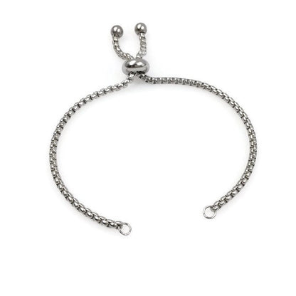 Bulk Adult Size Stainless Steel Bolo Bracelet Adjustable 2.5mm Round Box Chain Slider Clasp Semi Finished Ball End