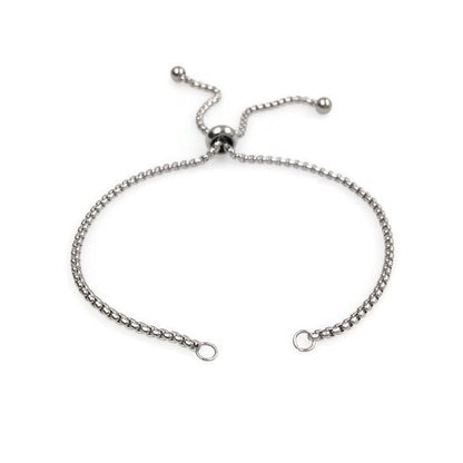 Bulk Adult Size Stainless Steel Bolo Bracelet Adjustable 1.8mm Round Box Chain Slider Clasp Semi Finished Ball End
