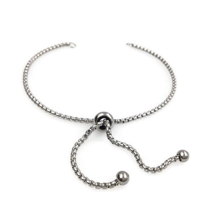 Bulk Adult Size Stainless Steel Bolo Bracelet Adjustable 1.8mm Round Box Chain Slider Clasp Semi Finished Ball End