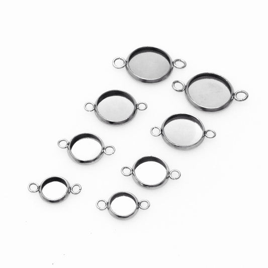 50pc STAINLESS STEEL Blank 2 Loops Connector Bezel Setting - You pick the size