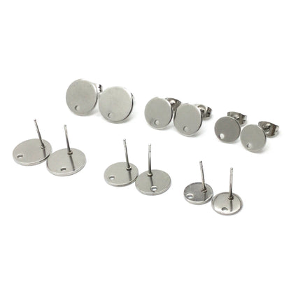 STAINLESS STEEL Blank Stud Earring Disc Hole Connector Setting for Dangling Style Earrings 316 Surgical Steel Post and Back You pick