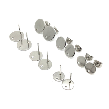 STAINLESS STEEL Blank Stud Earring Disc Hole Connector Setting for Dangling Style Earrings 316 Surgical Steel Post and Back You pick