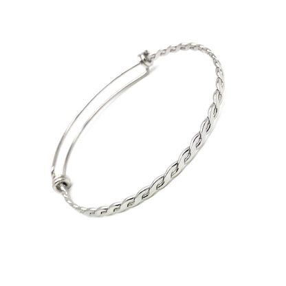 3 pcs Mix Style Twisted Beaided Glitter Mark Stainless Steel Adjustable Wire Bangle Bracelet