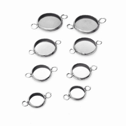 50pc STAINLESS STEEL Blank 2 Loops Connector Bezel Setting - You pick the size