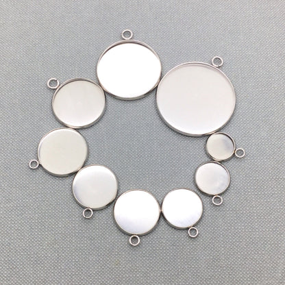 50pcs STAINLESS STEEL Blank Bezel Charm Pendant Setting - You pick the size