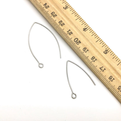 20pcs (10 pairs) Stainless Steel Ear Wire Hypo-Allergenic Marquise Hook Earrings