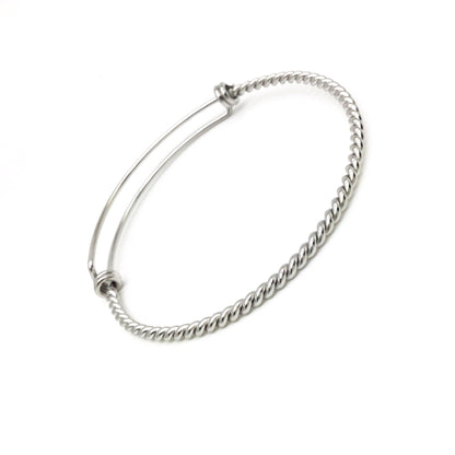 3 pcs Mix Style Twisted Beaided Glitter Mark Stainless Steel Adjustable Wire Bangle Bracelet