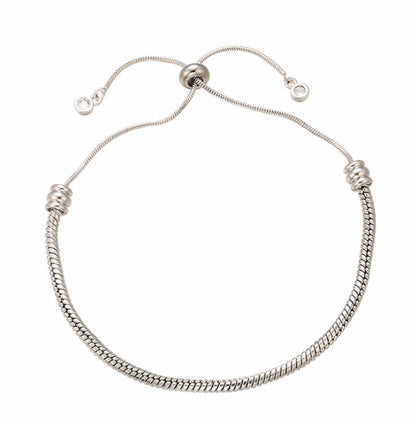 Snake Chain Bolo Bracelet Adjustable Brass High Quality Plated Slider Clasp Screw Closure for European Beads