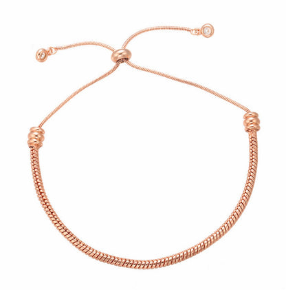 Snake Chain Bolo Bracelet Adjustable Brass High Quality Plated Slider Clasp Screw Closure for European Beads