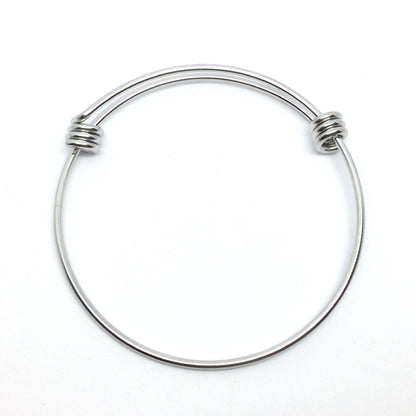 Stainless Steel Adjustable 1.8 mm Thicker Wire Bangle Bracelet 3 Loops Wrap 60mm