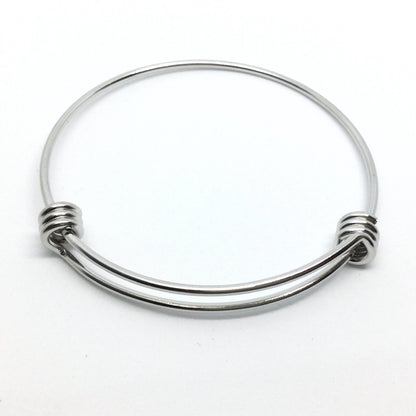 Stainless Steel Adjustable 1.8 mm Thicker Wire Bangle Bracelet 3 Loops Wrap 60mm