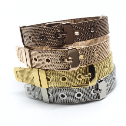 Plain Stainless Steel Mesh Adjustable Wristband Bracelet 10mm - You Pick