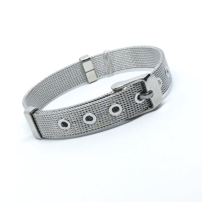 Plain Stainless Steel Mesh Adjustable Wristband Bracelet 10mm - You Pick