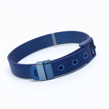 Plain Stainless Steel Mesh Adjustable Wristband Bracelet 10mm - You Pick