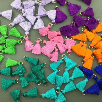 Mini Silky Tassels Charm Mix 2 cm Small Tiny Short Tassels Dangling Thread Tassel For Jewelry Craft Decoration You Pick