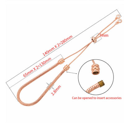 Snake Chain Bolo Bracelet Adjustable Brass High Quality Plated Slider Clasp Screw Closure for European Beads