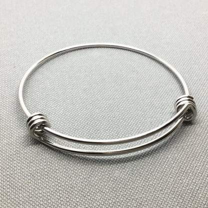 Stainless Steel Adjustable 1.8 mm Thicker Wire Bangle Bracelet 3 Loops Wrap 60mm