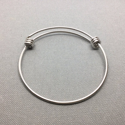 Stainless Steel Adjustable 1.8 mm Thicker Wire Bangle Bracelet 3 Loops Wrap 60mm