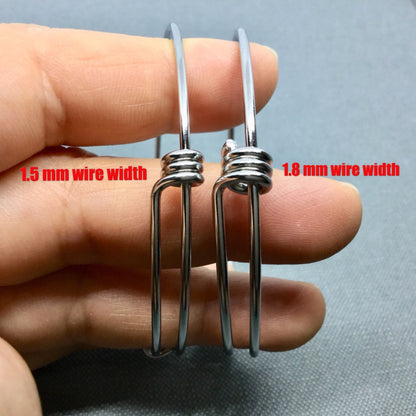 Stainless Steel Adjustable 1.8 mm Thicker Wire Bangle Bracelet 3 Loops Wrap 60mm