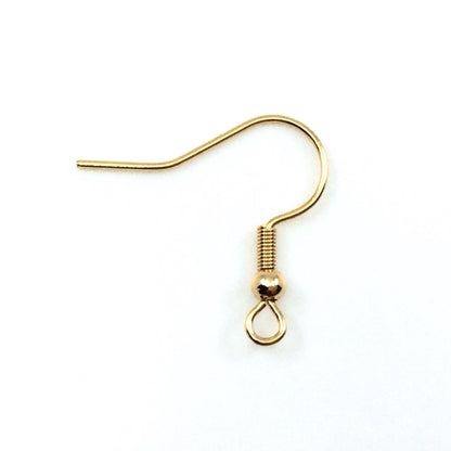 Gold Plated Coil Ball Beas Style C Surgical 316L Stainless Steel Base Hypo-Allergenic French Ear Wire