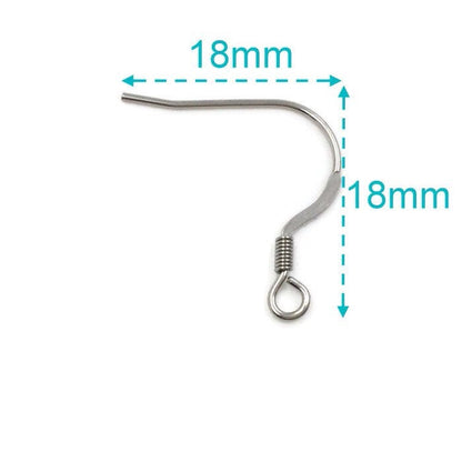 Regular Coil Style B Surgical 316L Stainless Steel Hypo-Allergenic French Ear Wire