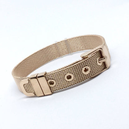 Plain Stainless Steel Mesh Adjustable Wristband Bracelet 10mm - You Pick