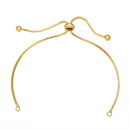 Bolo Bracelet Adjustable Brass High Quality Plated Box Chain Slider Clasp Ball End Semi Finished