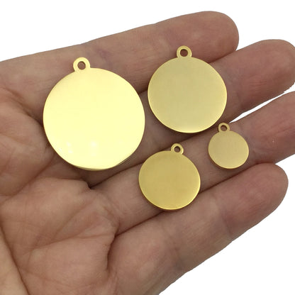 5 pcs Stainless Steel Round Charms / Pendants Disc Circle Blank Engravable Stamping 10mm 15mm 20mm 25mm